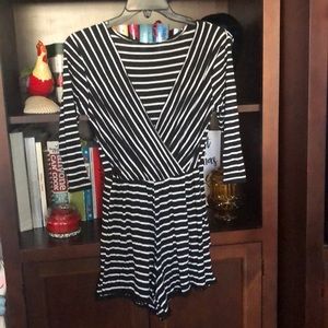 Black and white striped romper